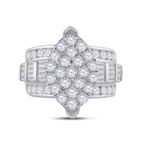 10K White Gold Round Diamond Bridal Ring - 3 Carat Total Diamond Weight