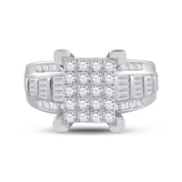 10K White Gold Round Diamond Bridal Ring - 7/8 Carat Total Diamond Weight