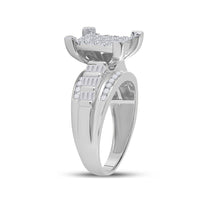 10K White Gold Round Diamond Bridal Ring - 7/8 Carat Total Diamond Weight