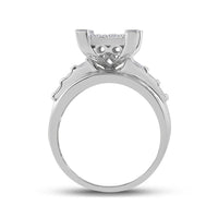 10K White Gold Round Diamond Bridal Ring - 7/8 Carat Total Diamond Weight