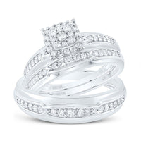 10K White Gold Round Diamond Bridal Ring Set - 1/2 Carat Total Diamond Weight