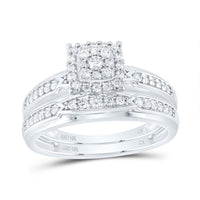 10K White Gold Round Diamond Bridal Ring Set - 1/2 Carat Total Diamond Weight