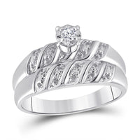 10K White Gold Round Diamond Bridal Ring Set - 1/20 Carat Total Diamond Weight