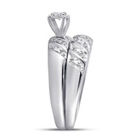 10K White Gold Round Diamond Bridal Ring Set - 1/20 Carat Total Diamond Weight