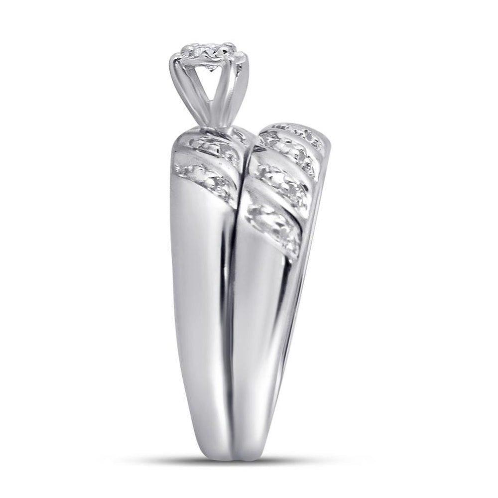 10K White Gold Round Diamond Bridal Ring Set - 1/20 Carat Total Diamond Weight