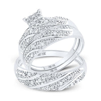 10K White Gold Round Diamond Bridal Ring Set - 1/3 Carat Total Diamond Weight