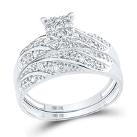 10K White Gold Round Diamond Bridal Ring Set - 1/3 Carat Total Diamond Weight