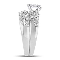 10K White Gold Round Diamond Bridal Ring Set - 1/3 Carat Total Diamond Weight