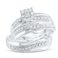 10K White Gold Round Diamond Bridal Ring Set - 1/3 Carat Total Diamond Weight