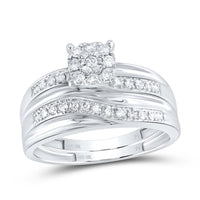 10K White Gold Round Diamond Bridal Ring Set - 1/3 Carat Total Diamond Weight