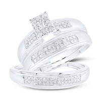 10K White Gold Round Diamond Bridal Ring Set - 1/3 Carat Total Diamond Weight