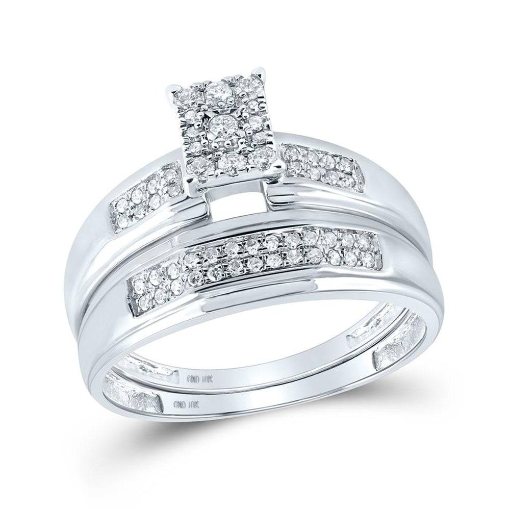 10K White Gold Round Diamond Bridal Ring Set - 1/3 Carat Total Diamond Weight