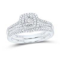 10K White Gold Round Diamond Bridal Ring Set - 1/4 Carat Total Diamond Weight