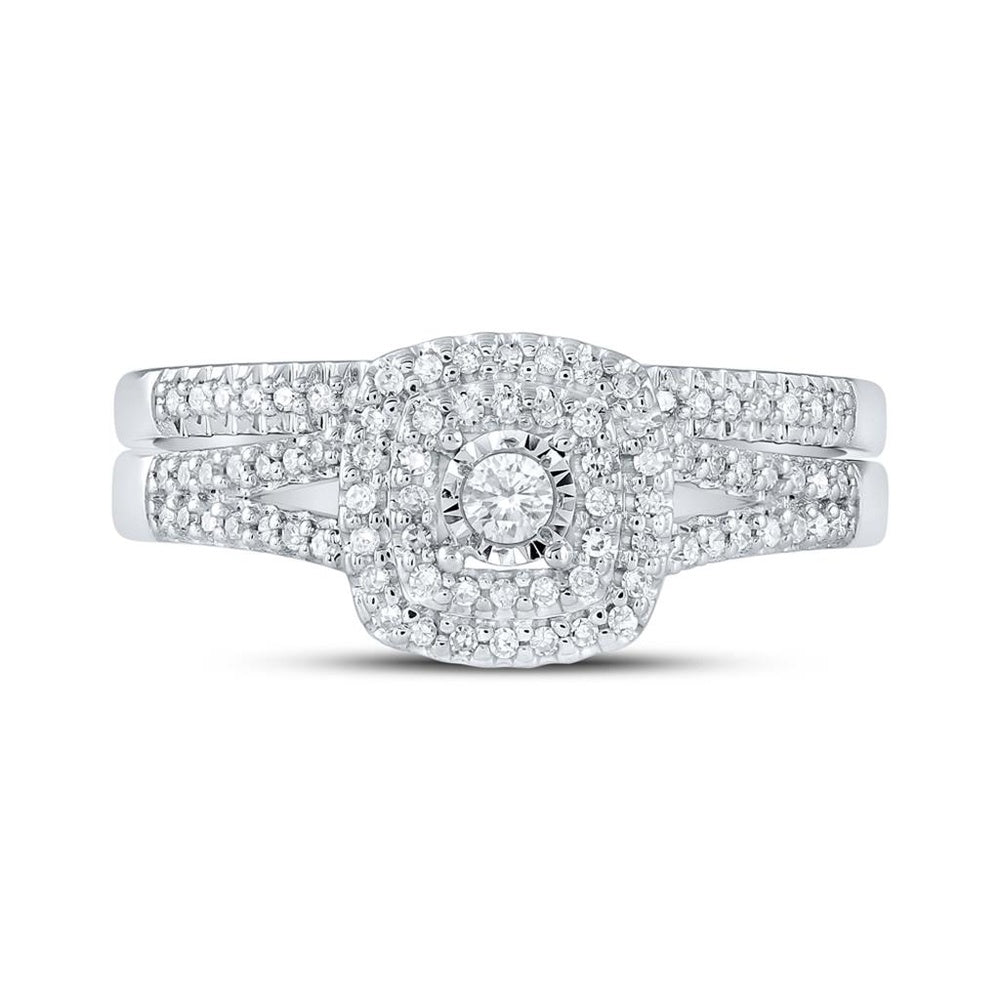 10K White Gold Round Diamond Bridal Ring Set - 1/4 Carat Total Diamond Weight
