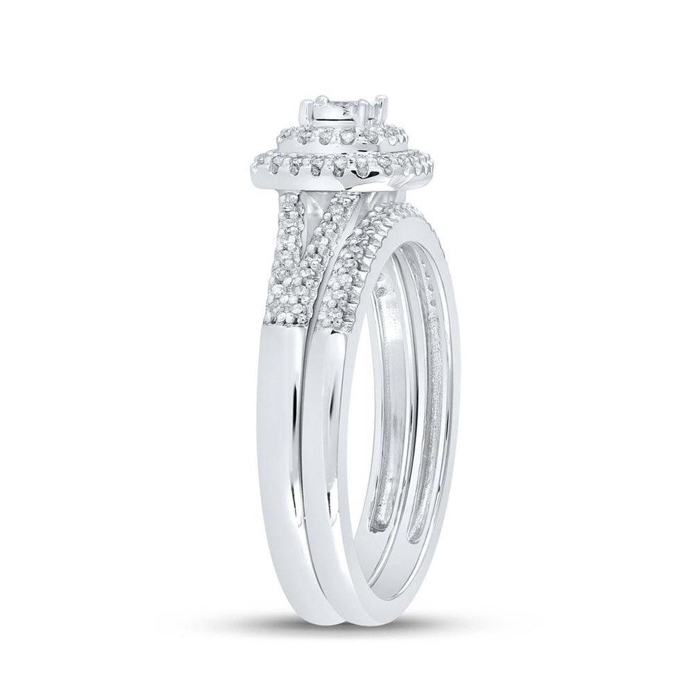 10K White Gold Round Diamond Bridal Ring Set - 1/4 Carat Total Diamond Weight