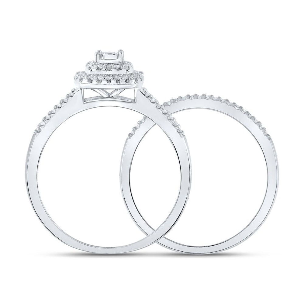 10K White Gold Round Diamond Bridal Ring Set - 1/4 Carat Total Diamond Weight