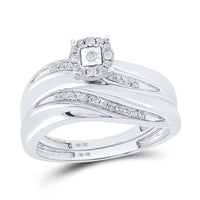 10K White Gold Round Diamond Bridal Ring Set - 1/5 Carat Total Diamond Weight