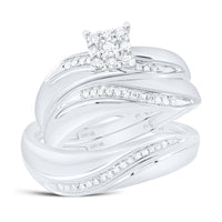 10K White Gold Round Diamond Bridal Ring Set - 1/5 Carat Total Diamond Weight