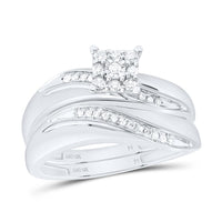10K White Gold Round Diamond Bridal Ring Set - 1/5 Carat Total Diamond Weight