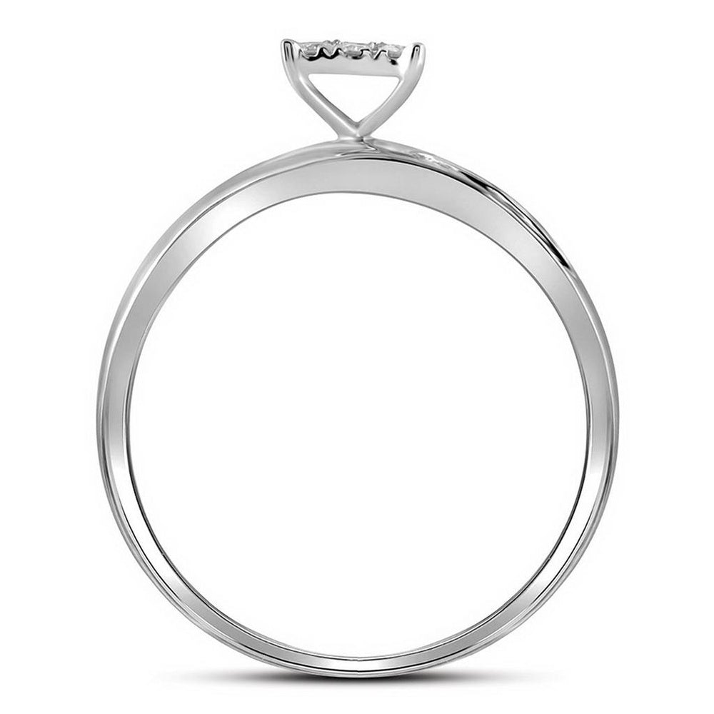 10K White Gold Round Diamond Bridal Ring Set - 1/5 Carat Total Diamond Weight