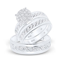 10K White Gold Round Diamond Bridal Ring Set - 3/4 Carat Total Diamond Weight