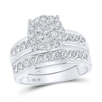 10K White Gold Round Diamond Bridal Ring Set - 3/4 Carat Total Diamond Weight