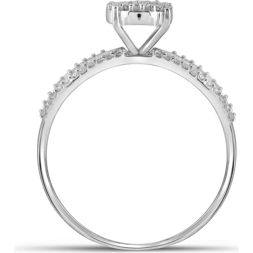 10K White Gold Round Diamond Bridal Wedding Ring Set - 1/3 Carat Total Diamond Weight