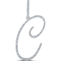 10K White Gold Round Diamond C Initial Pendant - 0.38 Carat Total Diamond Weight