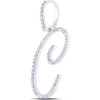 10K White Gold Round Diamond C Initial Pendant - 0.38 Carat Total Diamond Weight