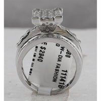 10K White Gold Round Diamond Cinderella Cluster Engagement Ring with Baguette Diamonds - 1 Carat Total Diamond Weight