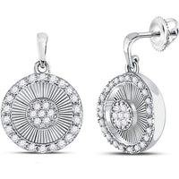 10K White Gold Round Diamond Circle Dangle Earrings - 1/4 Carat Total Diamond Weight