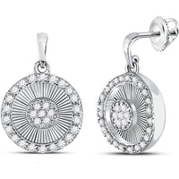 10K White Gold Round Diamond Circle Dangle Earrings - 1/4 Carat Total Diamond Weight