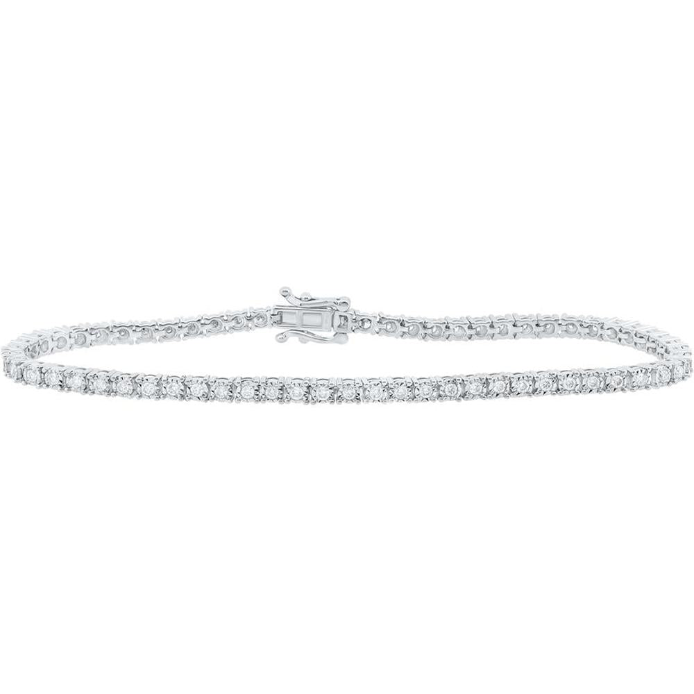 10K White Gold Round Diamond Classic Tennis Bracelet - 1 Carat Total Diamond Weight