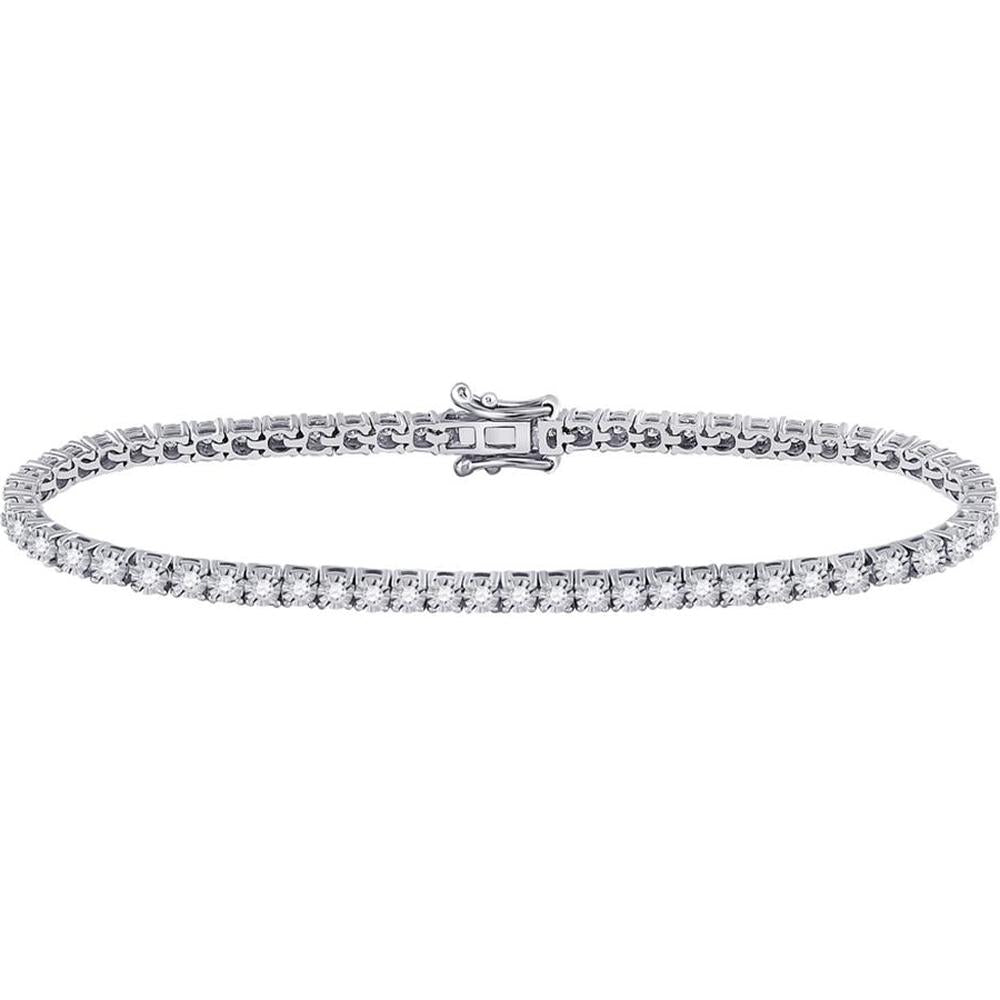 10K White Gold Round Diamond Classic Tennis Bracelet - 1 Carat Total Diamond Weight