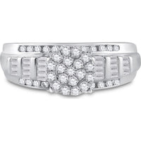 10K White Gold Round Diamond Cluster Bridal Engagement Ring with 1/2 Carat Total Diamond Weight