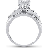 10K White Gold Round Diamond Cluster Bridal Engagement Ring with 1/2 Carat Total Diamond Weight