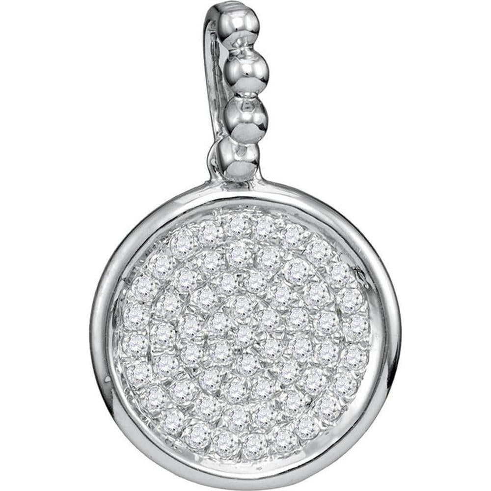 10K White Gold Round Diamond Cluster Circle Pendant - 1/6 Carat Total Diamond Weight