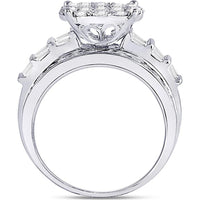 10K White Gold Round Diamond Cluster Engagement Ring - 2 Carat Total Diamond Weight