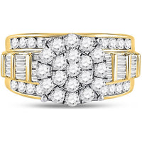 10K White Gold Round Diamond Cluster Engagement Ring - 2 Carat Total Diamond Weight