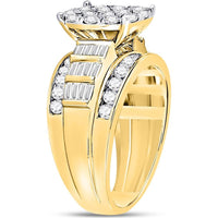 10K White Gold Round Diamond Cluster Engagement Ring - 2 Carat Total Diamond Weight