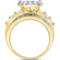 10K White Gold Round Diamond Cluster Engagement Ring - 2 Carat Total Diamond Weight