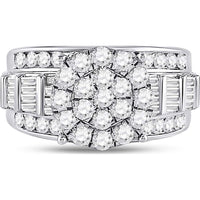 10K White Gold Round Diamond Cluster Engagement Ring - 2 Carat Total Diamond Weight