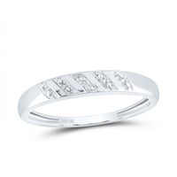 10K White Gold Round Diamond Cluster Matching Wedding Ring Set - 1/12 Carat Total Diamond Weight