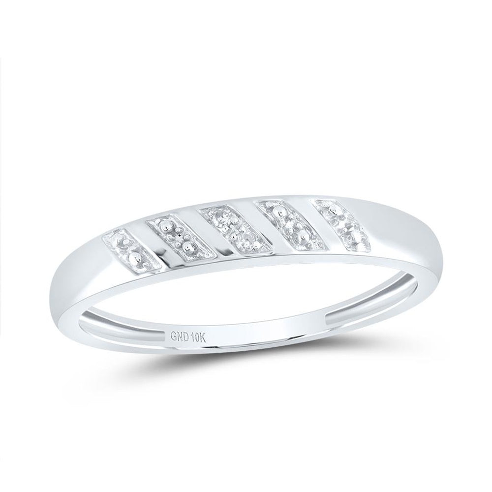 10K White Gold Round Diamond Cluster Matching Wedding Ring Set - 1/12 Carat Total Diamond Weight