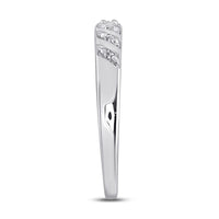 10K White Gold Round Diamond Cluster Matching Wedding Ring Set - 1/12 Carat Total Diamond Weight