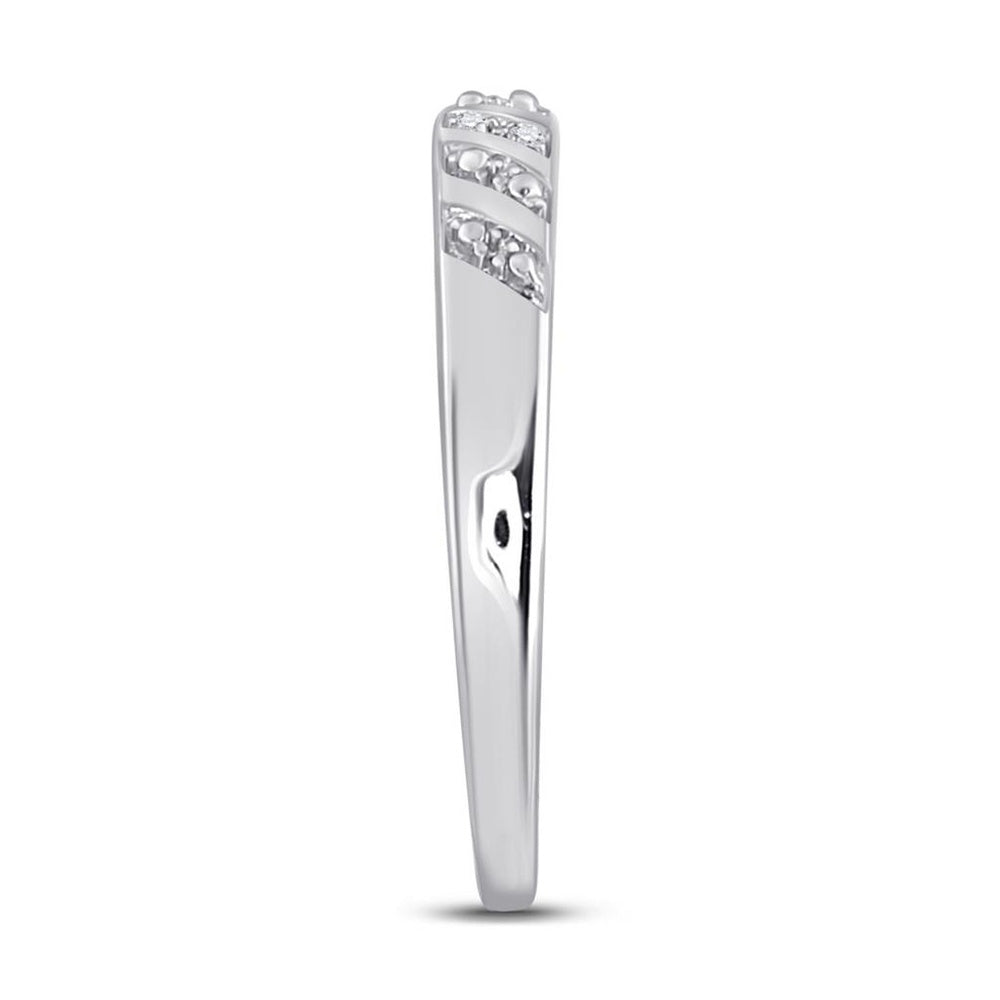 10K White Gold Round Diamond Cluster Matching Wedding Ring Set - 1/12 Carat Total Diamond Weight