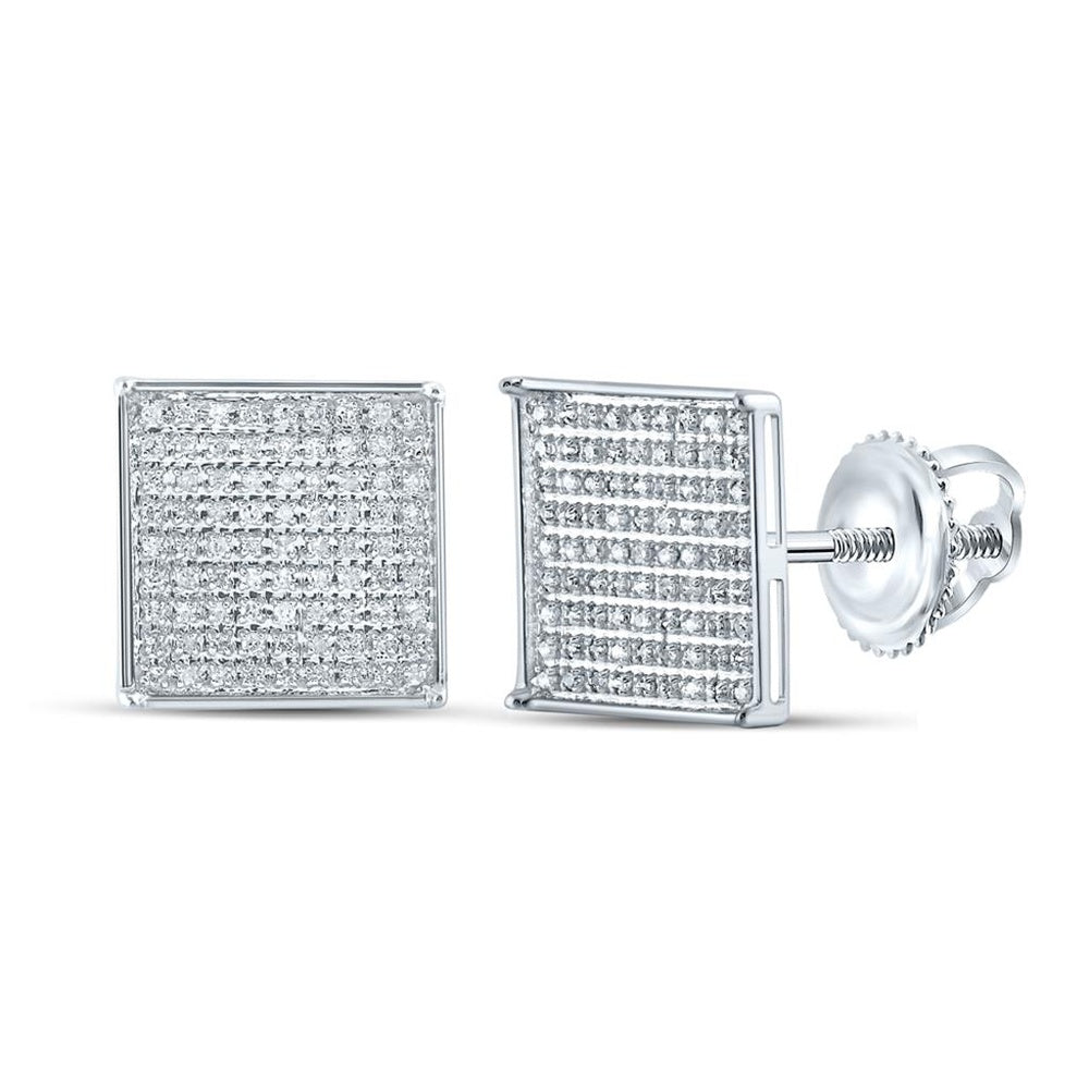 10K White Gold Round Diamond Dangle Earrings - 1/2 Carat Total Diamond Weight