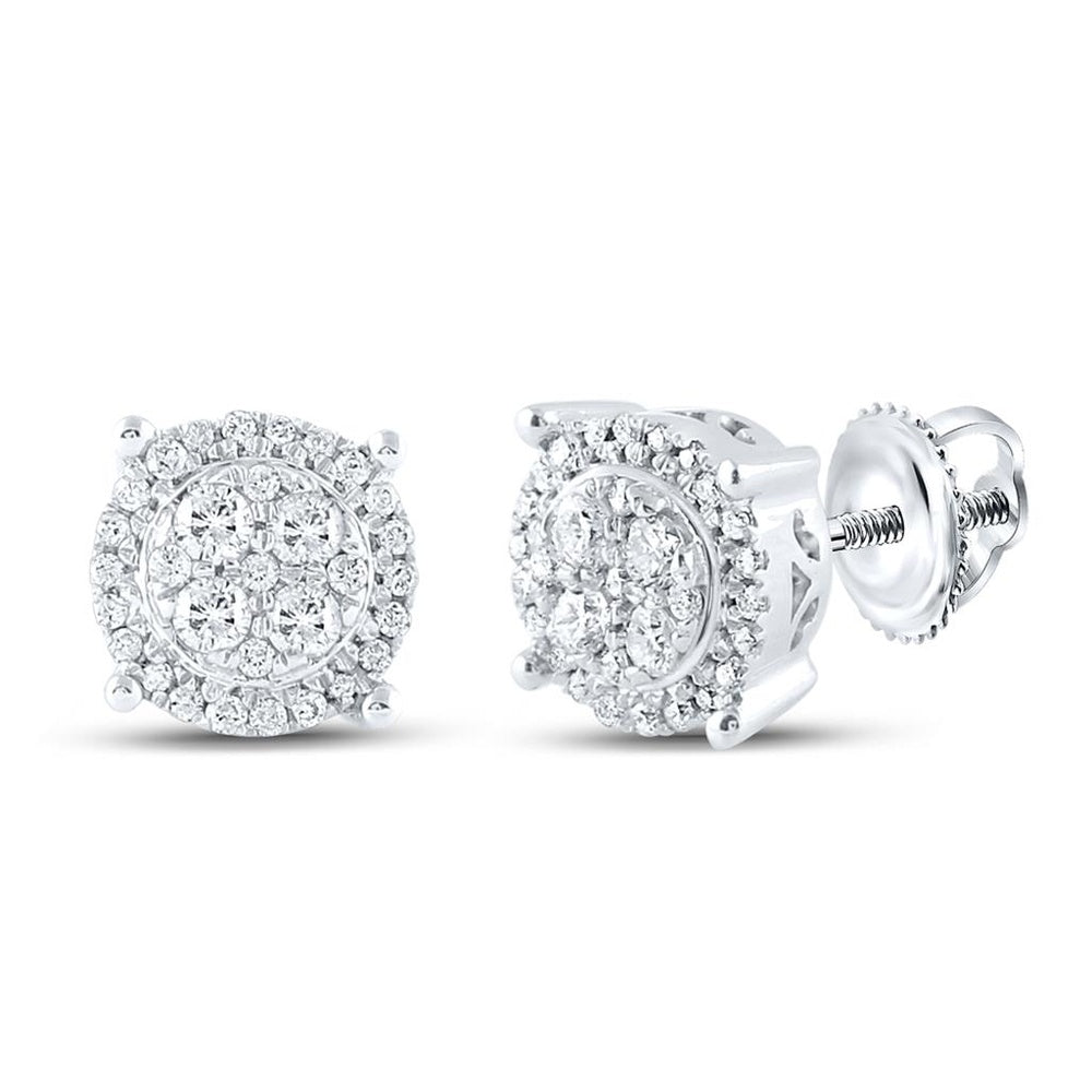 10K White Gold Round Diamond Dangle Earrings - 1/4 Carat Total Diamond Weight