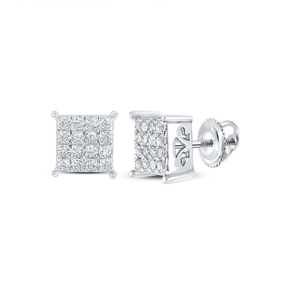 10K White Gold Round Diamond Dangle Earrings - 1/4 Carat Total Diamond Weight