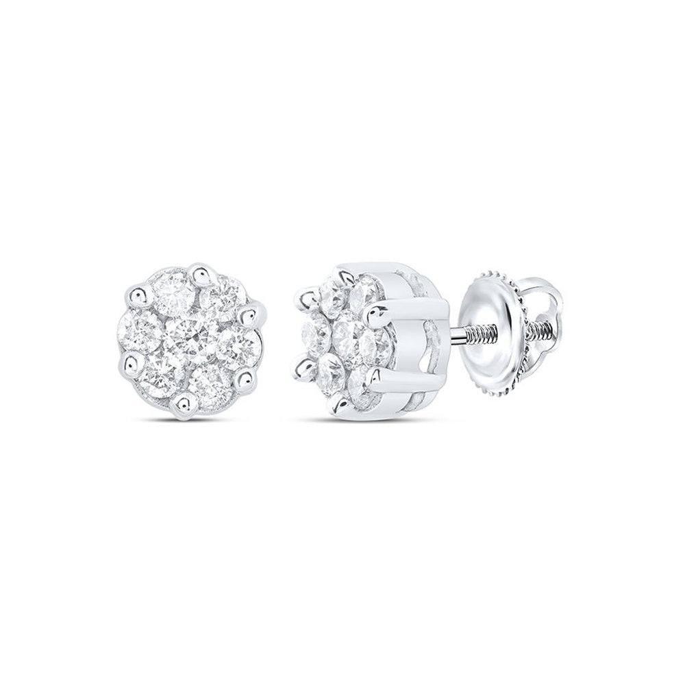 10K White Gold Round Diamond Dangle Earrings - 1/4 Carat Total Diamond Weight
